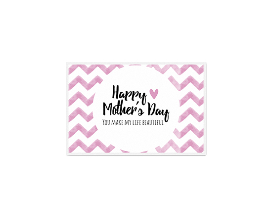 Biglietto auguri con grafica rosa e bianca per la mamma