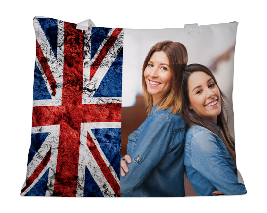 Borsa mare con foto e grafica Uk