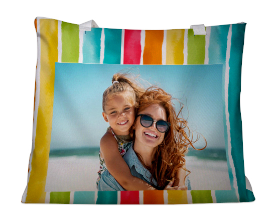 Borsa mare con grafica colorata e foto