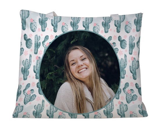 Borsa mare con foto e grafica cactus