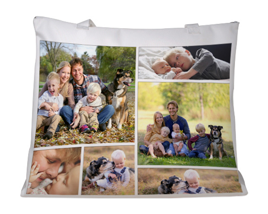 Borsa mare con grafica collage