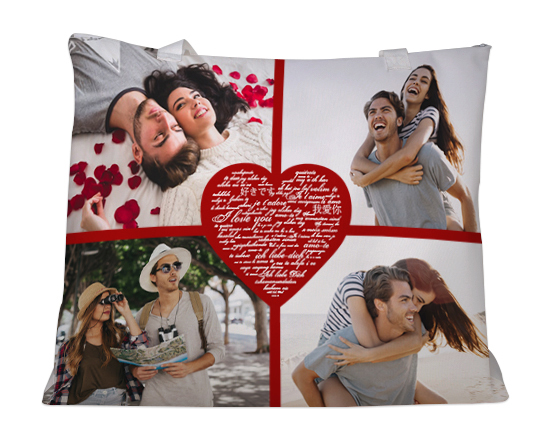 Borsa mare con collage 4 riquadri cuore
