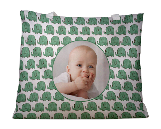 Borsa mare con elefantini e cerchio per foto