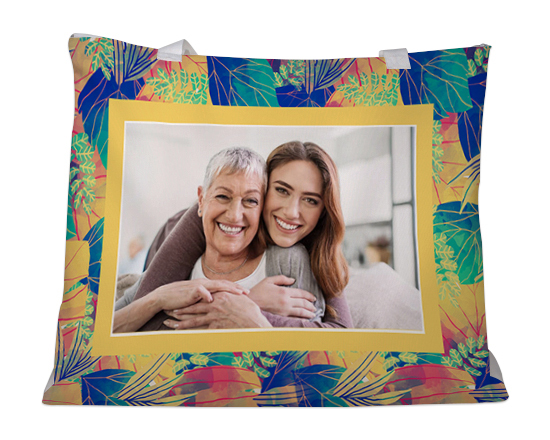Borsa mare con grafica floreale e immagine