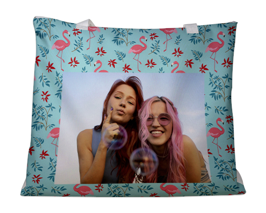 Borsa mare con grafica fenicotteri e foto