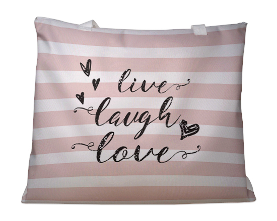 Borsa mare con grafica con fasce bianche e rosa