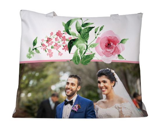 Borsa mare con foto e grafica romantic flowers