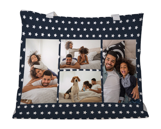 Borsa mare da personalizzare con grafica collage e stelline