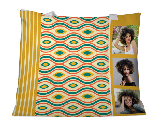 Borsa mare vintage fantasy con collage di foto