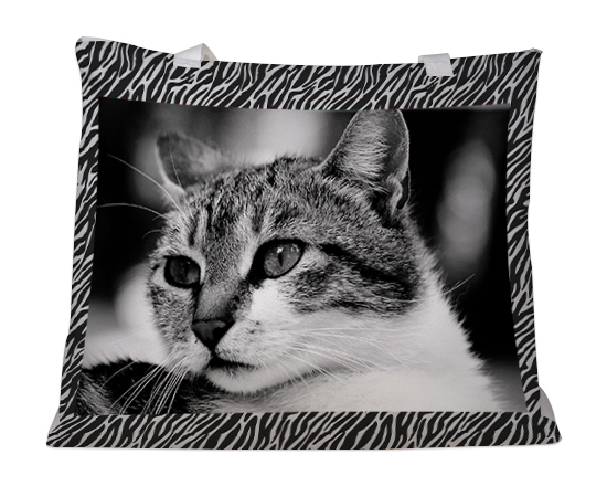 Borsa mare con grafica zebrata e foto