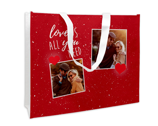 Borsa spesa con grafica love e due riquadri per le tue foto
