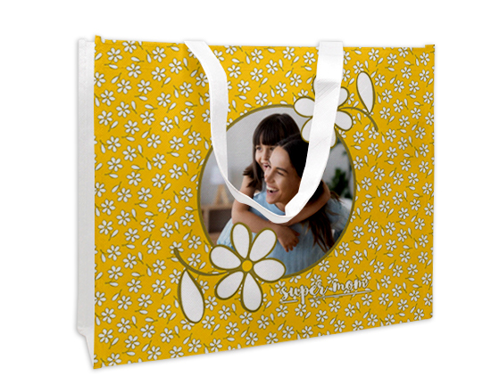 Borsa spesa per la mamma con foto e grafica con margherite