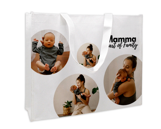 Borsa spesa con grafica collage dedicata alla mamma