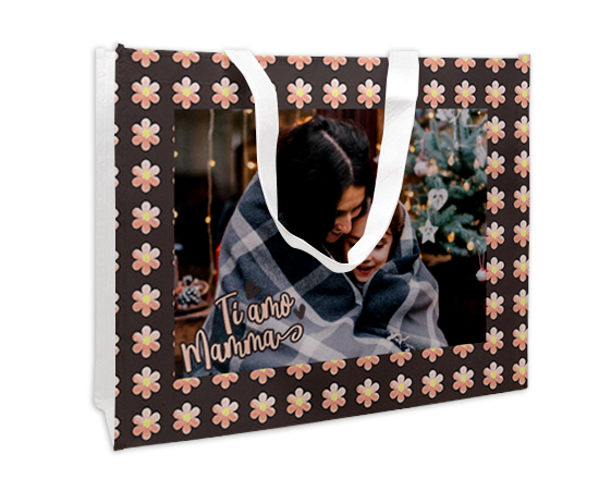 Borsa spesa con foto e grafica Ti amo mamma