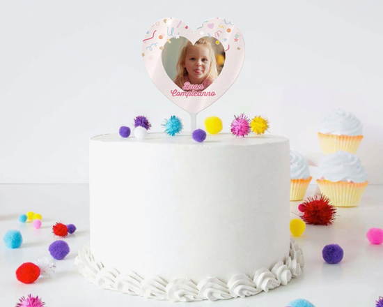 Cake topper cuore per feste di compleanno