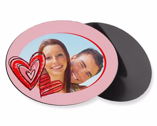 Cuori rossi per la tua foto calamita ovale