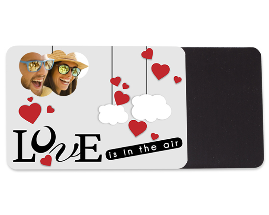 Calamita rettangolare flessibile san valentino con cuori e nuvole