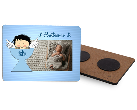 Calamita rettangolare in legno battesimo bimbo