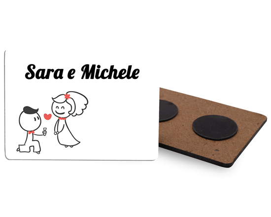 calamita in legno con foto matrimonio