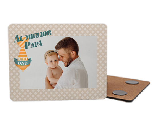 calamita in legno con foto festa del papà