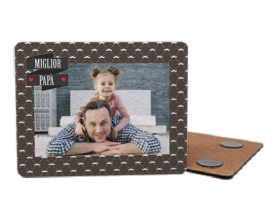 calamita in legno con foto festa del papà