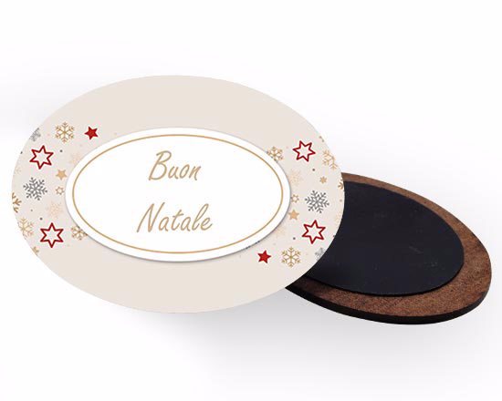 Calamita ovale in legno Fantasia di Natale