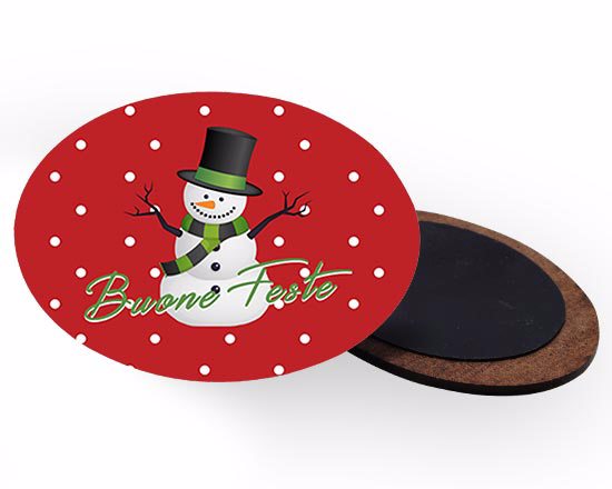 Calamita ovale in legno Pois natalizi