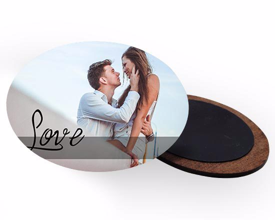 Crea calamita ovale in legno con foto grafica love