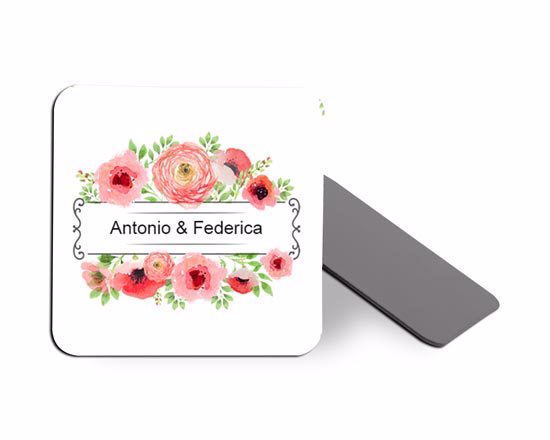 Calamita quadrata con fiori d'arancio