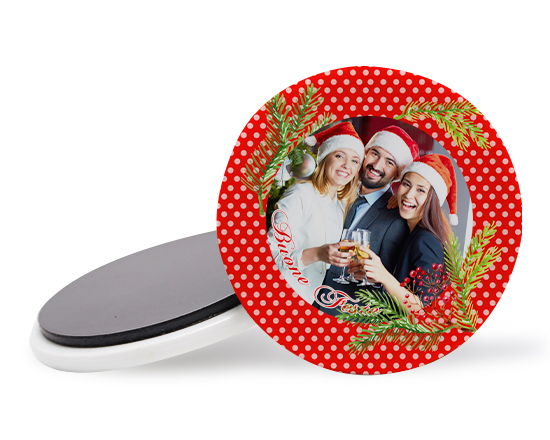 calamita rotonda in ceramica buone feste