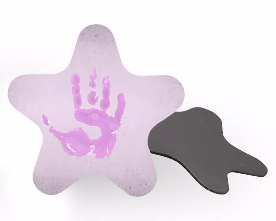 Calamita a forma di stella con grafica di Impronta rosa