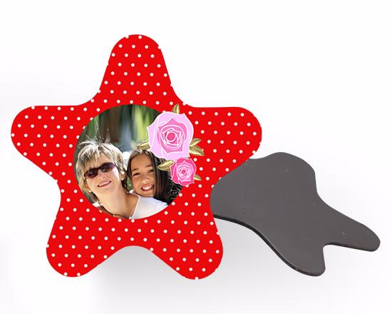 La piccola stella a calamita con pois e rose
