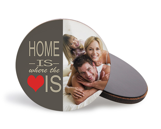 calamita in legno rotonda con foto grafica home