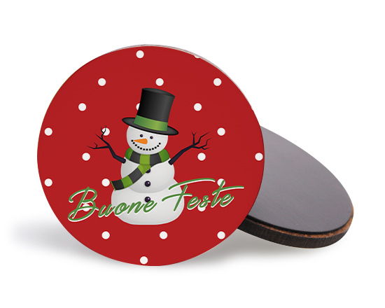 calamita rotonda in legno buone feste