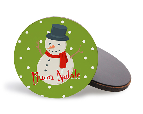 calamita rotonda in legno buon natale