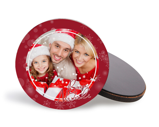 calamita rotonda in legno buon natale