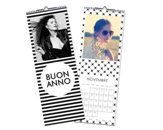 Calendario slim con grafica con disegni