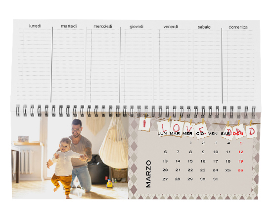 Calendario da scrivania i love dad