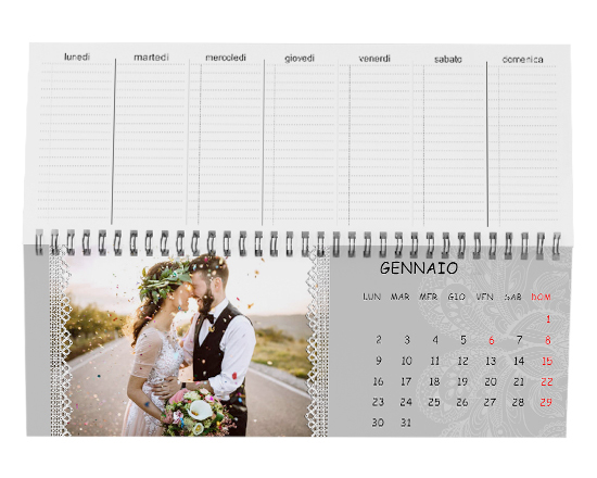 Calendari da scrivania merletto matrimonio