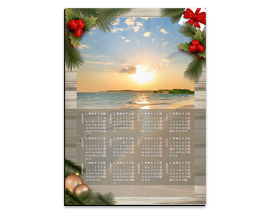 Calendario magnetico A3 Christmas wood