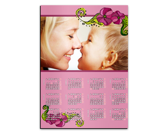 Calendario magnetico A3 Fiori Fucsia