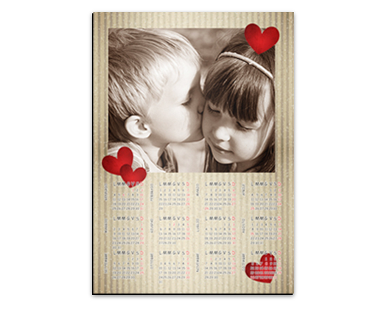 Calendario magnetico A3 Love Hearts