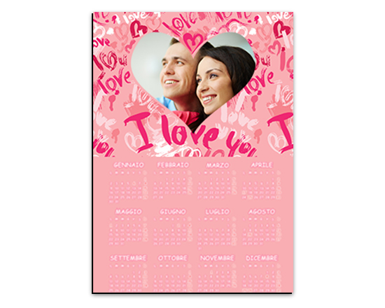 Calendario magnetico con grafica rosa