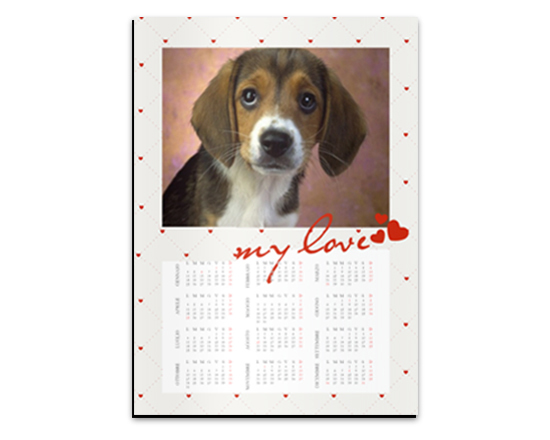 Calendario magnetico A4 Love Hearts