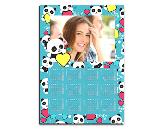 Calendario magnetico A4 Lovely panda