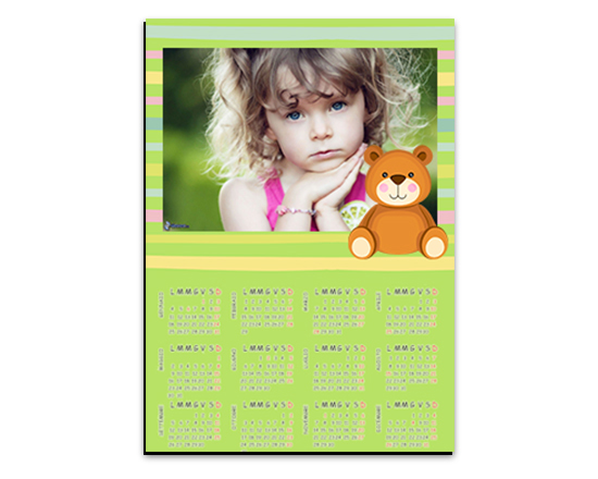 Calendario con orsetto e colori