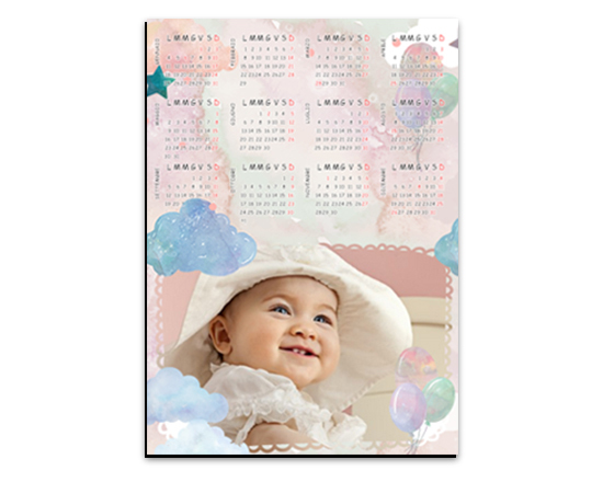 Calendario magnetico A4 Soft clouds