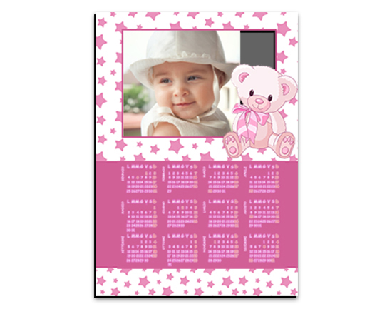Calendario con stelle rosa o orsetto