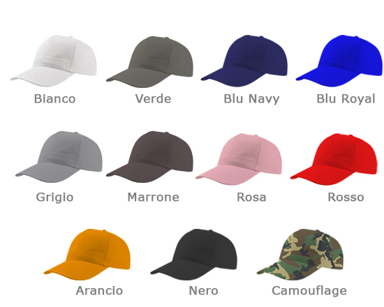 colori disponibili - cappellino con visiera