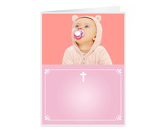 Biglietto augurale con grafica rosa per nascita